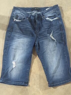Kancan Distressed Blue Denim Shorts